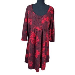 Reborn Burgundy Red Floral Long Sleeve Knit Dress Size 3X
